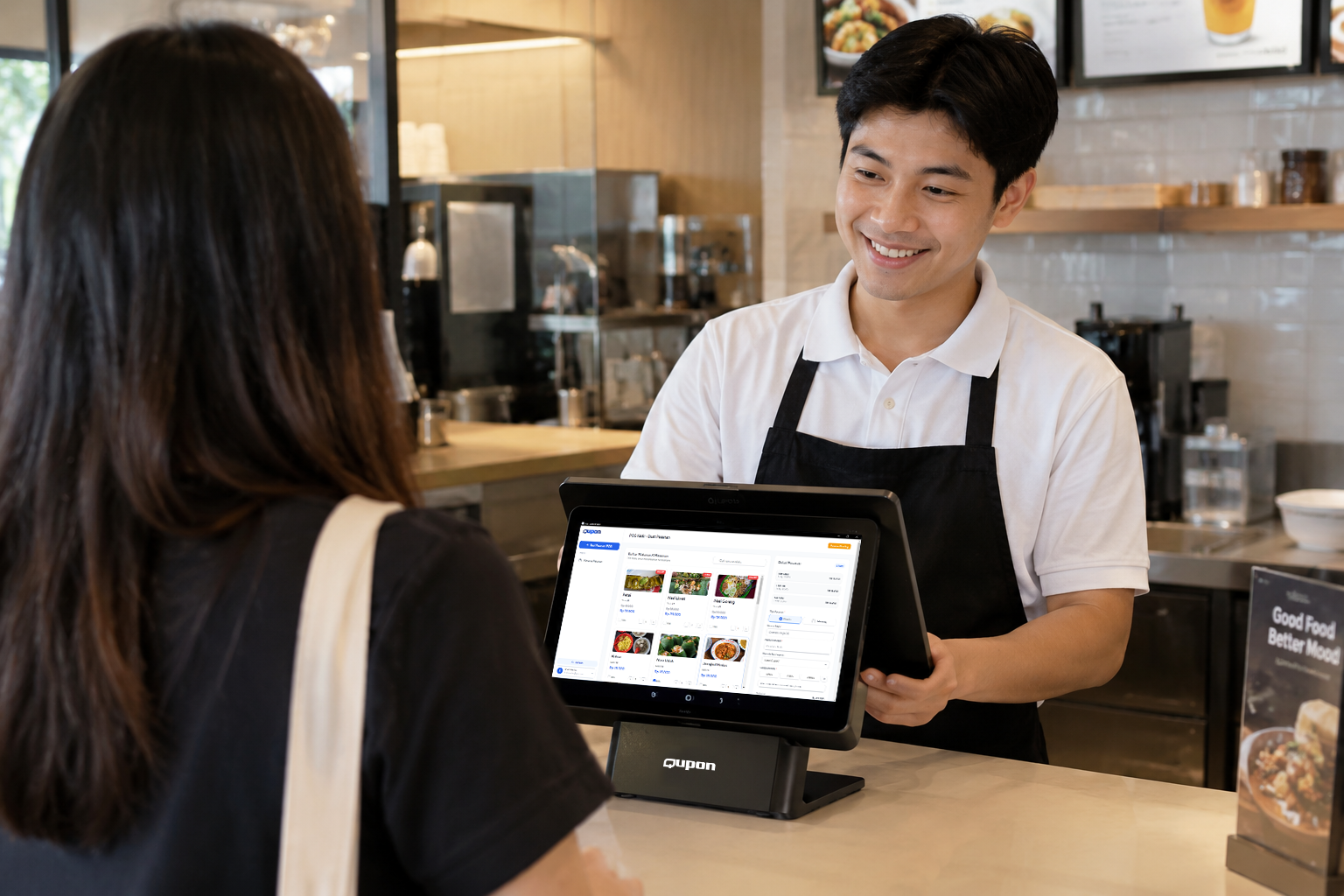 Pemilik usaha mengelola toko dengan QUPON POS